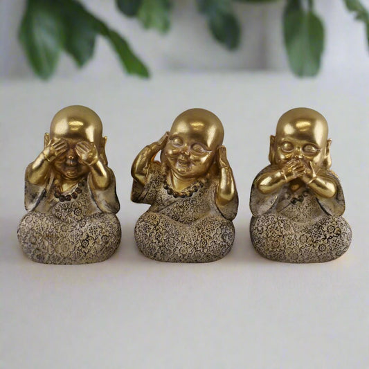 Eleanoras SET OF 3 GOLD BUDDHA ORNAMENTS Ornaments