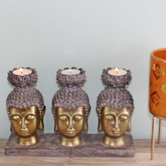 Eleanoras Triple Candle Holder, Buddha Design 