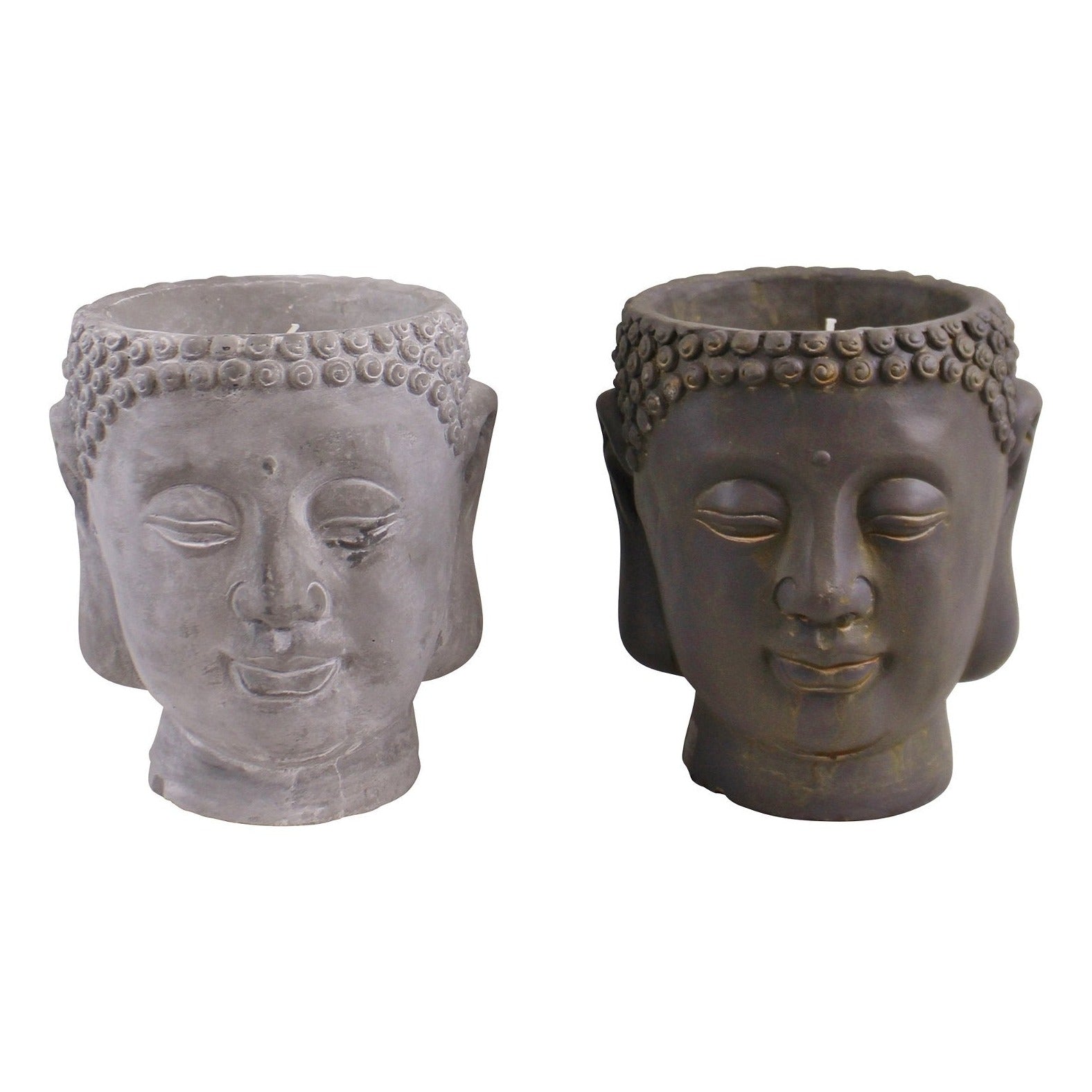 Set of 2 Large Cement Buddha Design Candles  from Eleanoras
