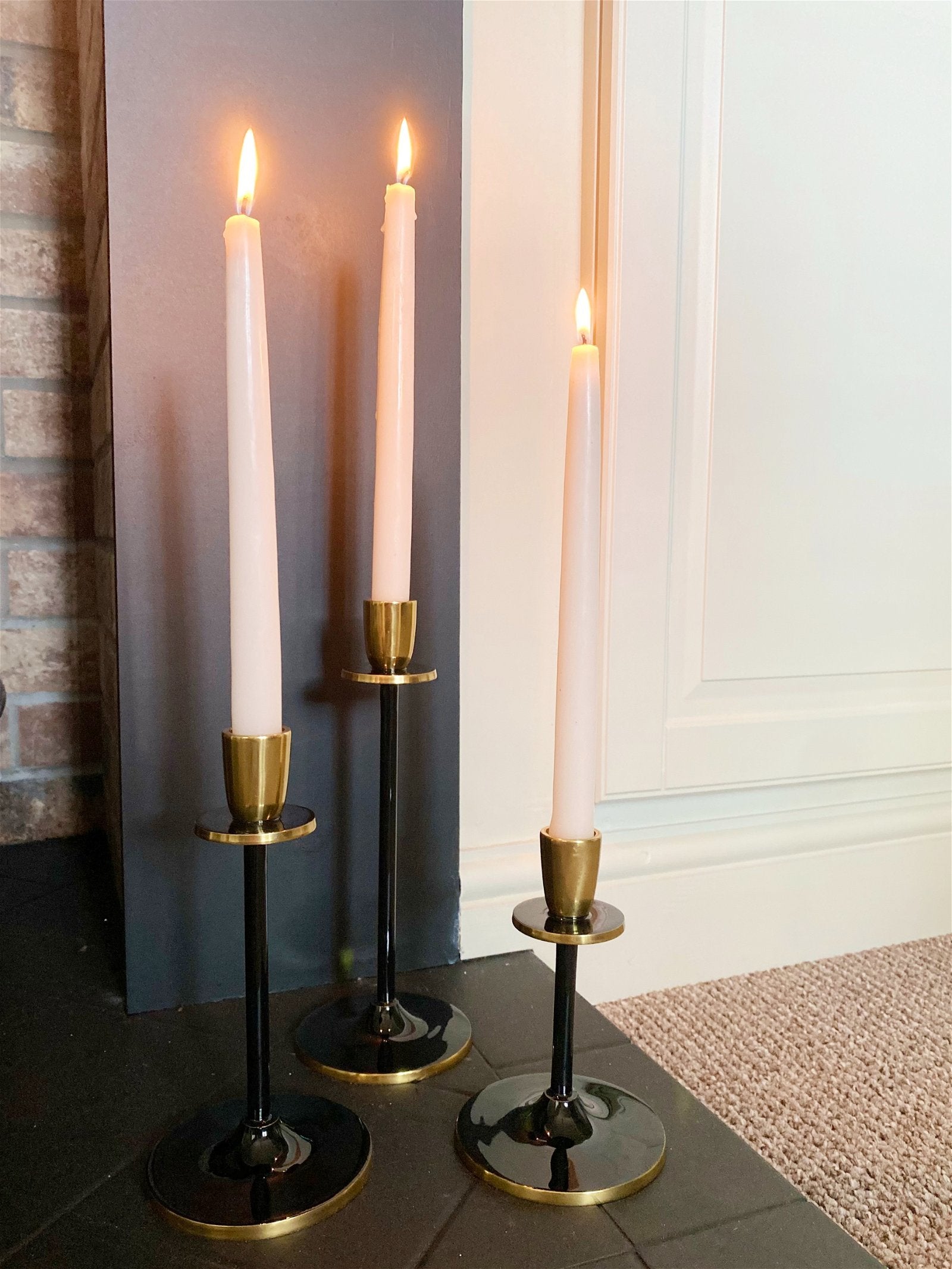 Eleanoras Large Black and Gold Candlestick 