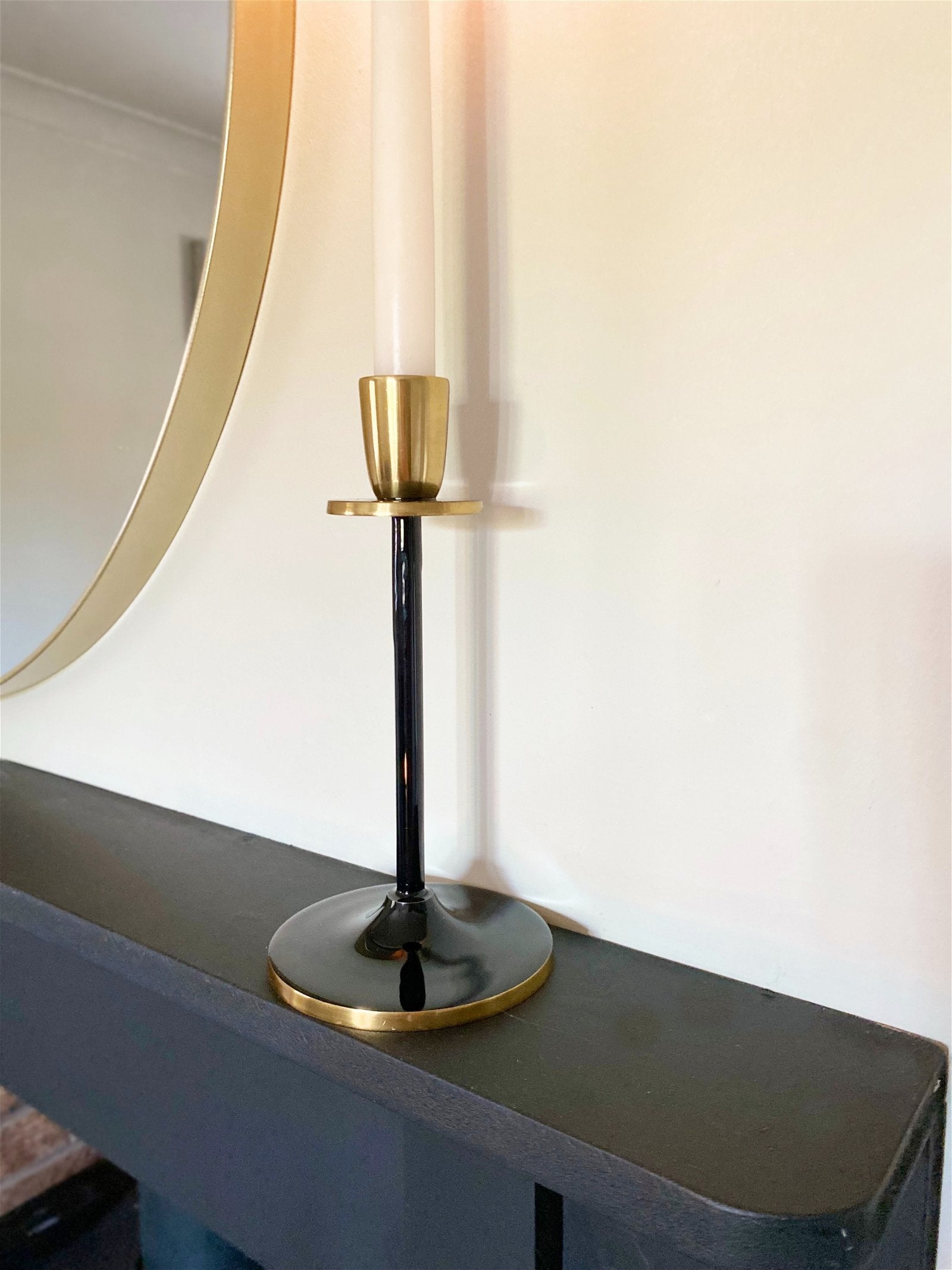 Eleanoras Medium Black and Gold Candlestick 