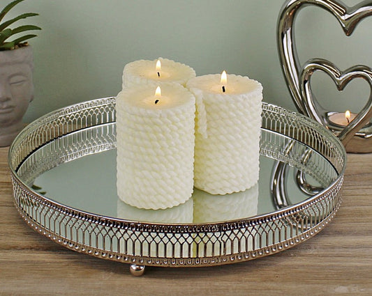 Eleanoras Large Silver Mirror Candle Plate 