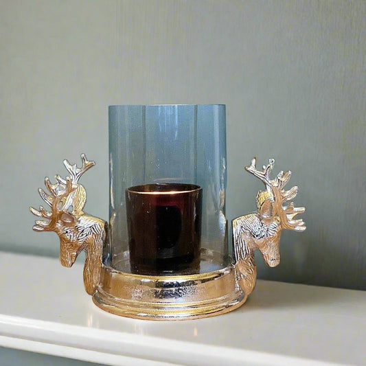 Eleanoras STAG DOUBLE HEAD PILLAR CANDLE HOLDER CANDLE HOLDERS