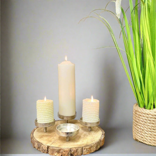 Eleanoras CANDLE HOLDER ON WOODEN BASE 