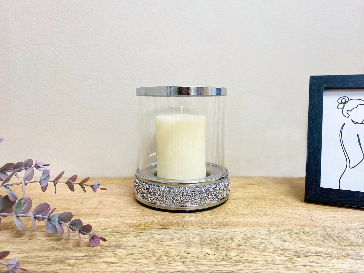 Eleanoras Small Sparkly Pillar Candle Holder 