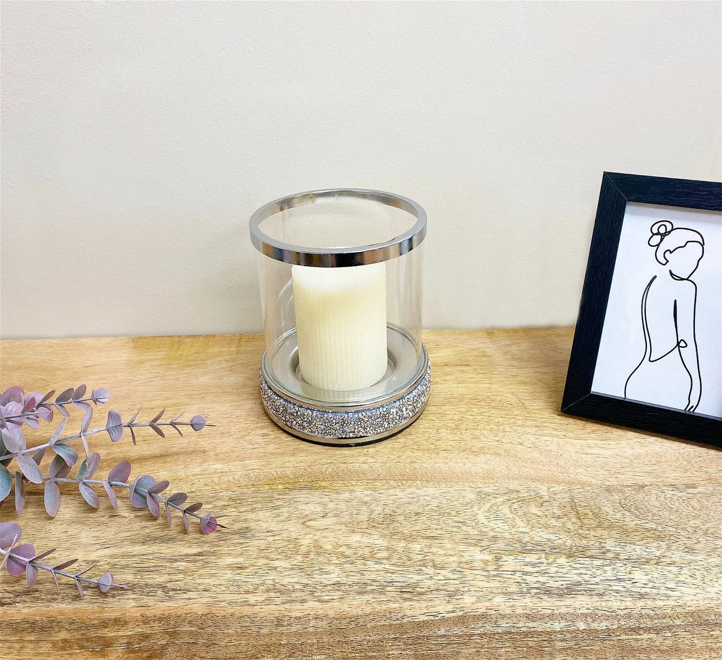 Eleanoras Small Sparkly Pillar Candle Holder 