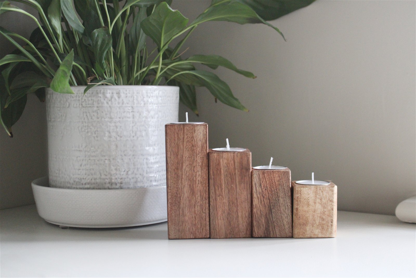 Eleanoras Set of Four Mango Wood Tealight Holders CANDLE HOLDERS