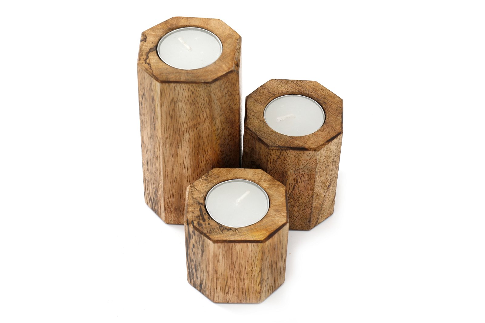 Eleanoras SET OF THREE HEXAGON TEALIGHT HOLDERS Candle Holders