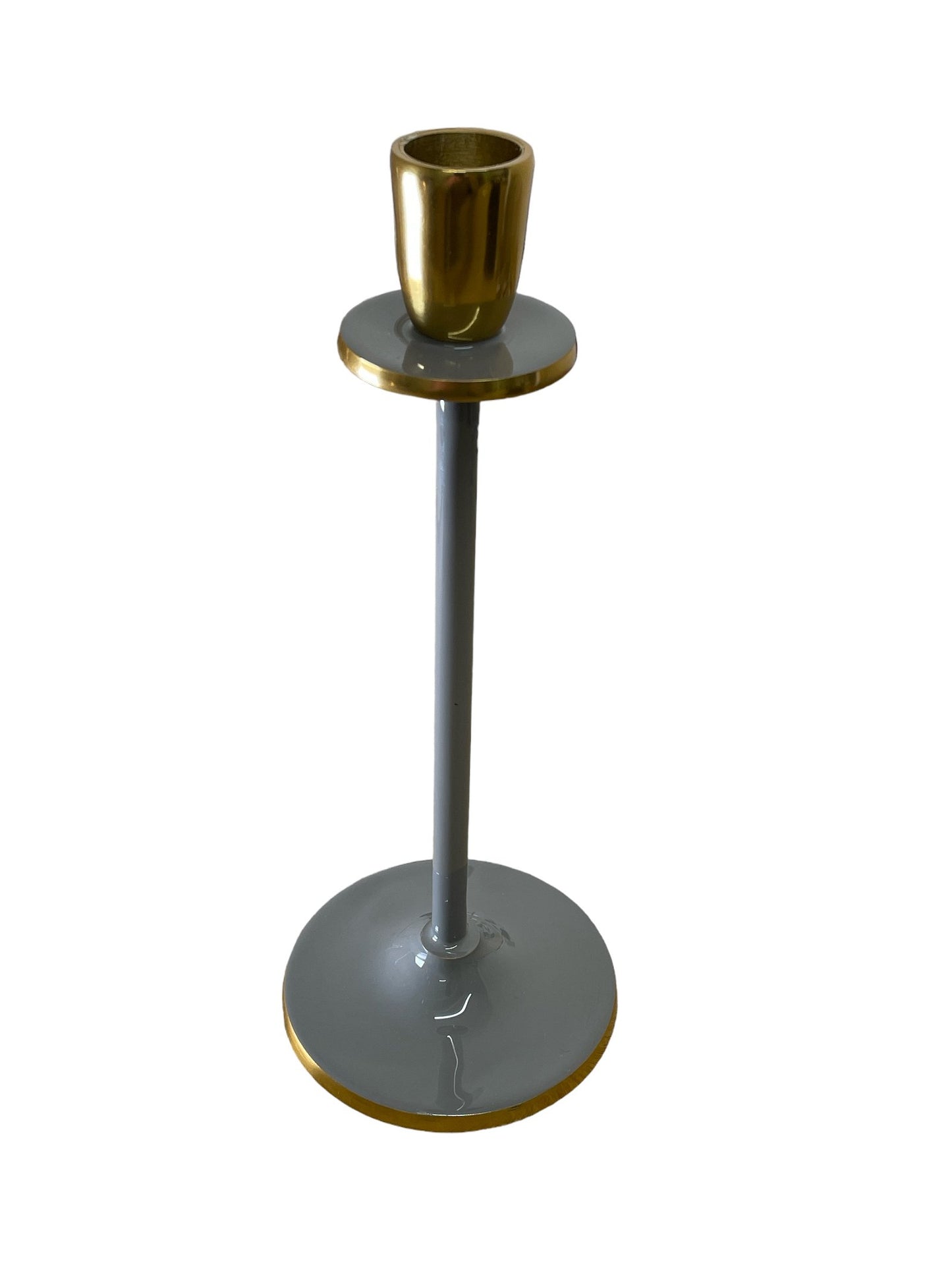 Eleanoras Glossy Grey Irina Candlestick CANDLE HOLDERS