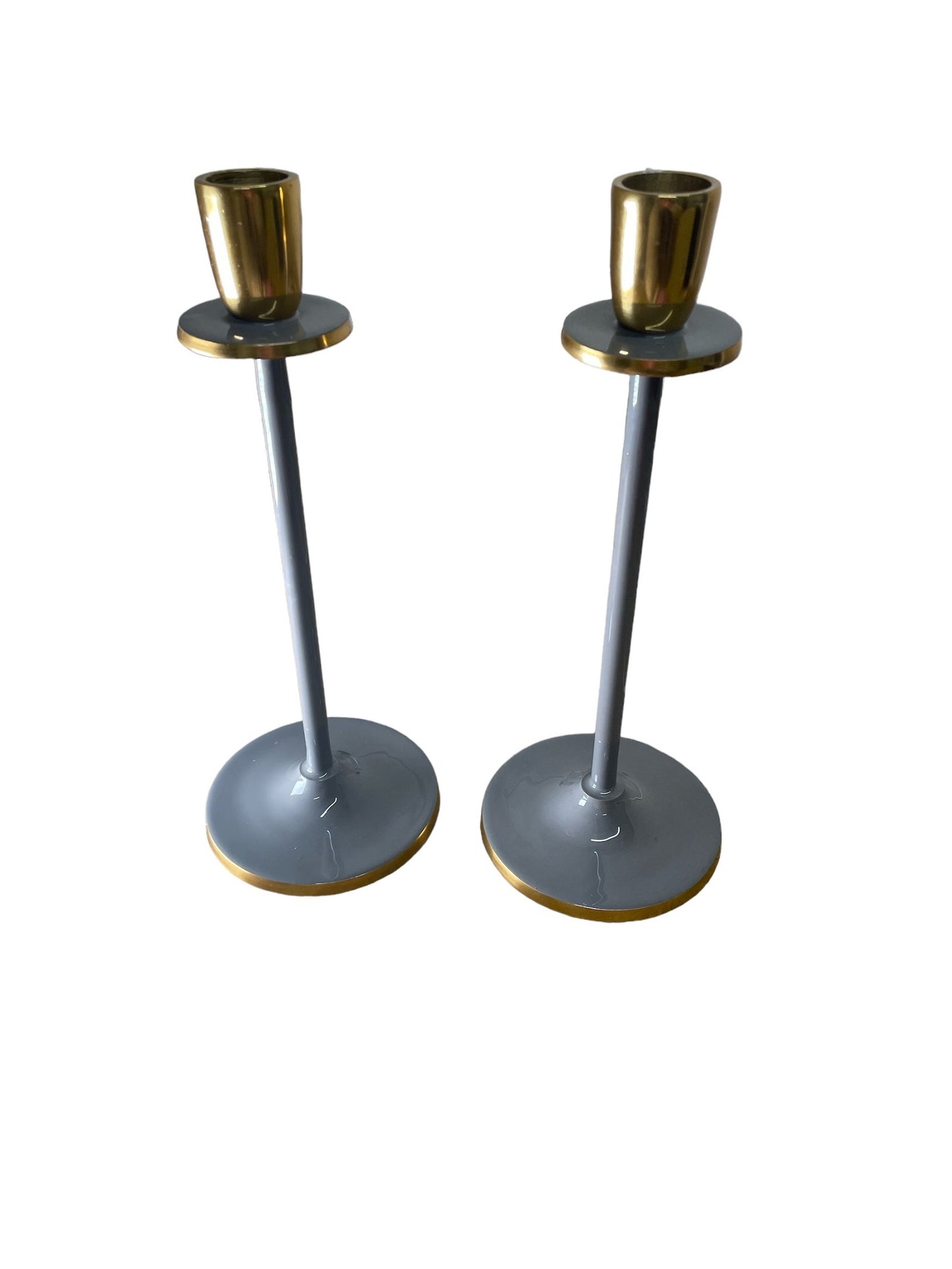 Eleanoras Glossy Grey Irina Candlestick CANDLE HOLDERS