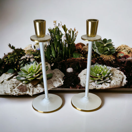 Eleanoras Glossy White Irina Candlestick CANDLE HOLDERS