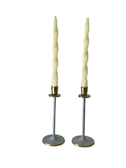 Eleanoras Glossy Grey Irina Candlestick, 20cm CANDLE HOLDERS