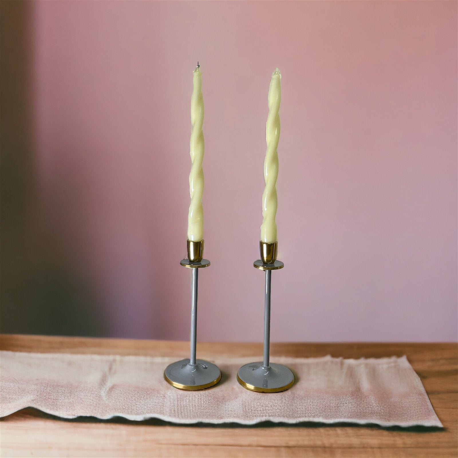 Eleanoras Glossy Grey Irina Candlestick, 20cm CANDLE HOLDERS