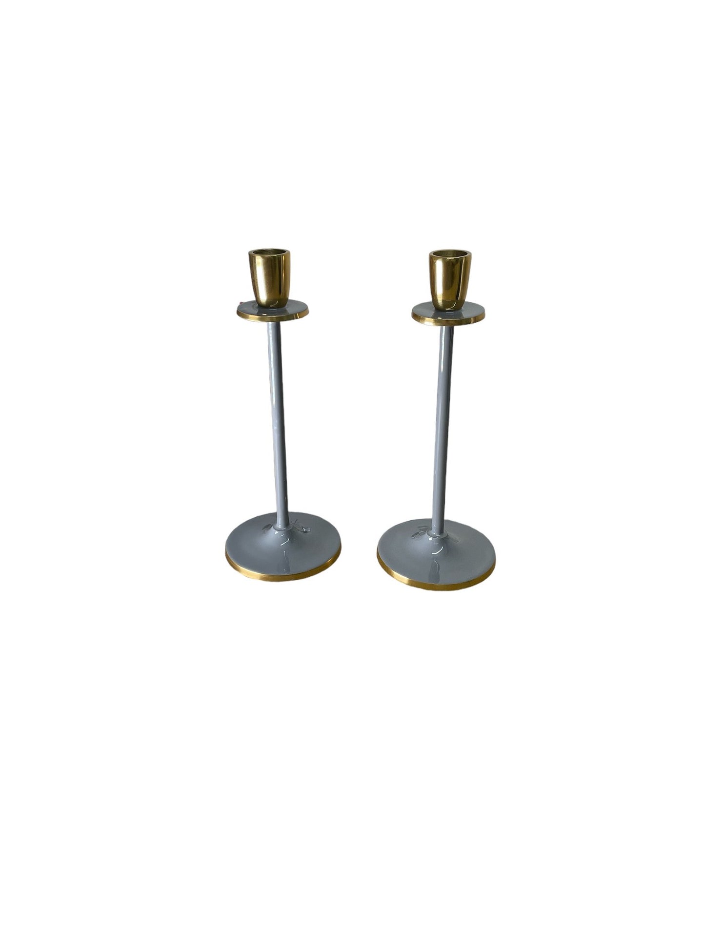 Eleanoras Glossy Grey Irina Candlestick, 20cm CANDLE HOLDERS