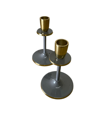 Eleanoras Glossy Grey Irina Candlestick, 15cm CANDLE HOLDERS