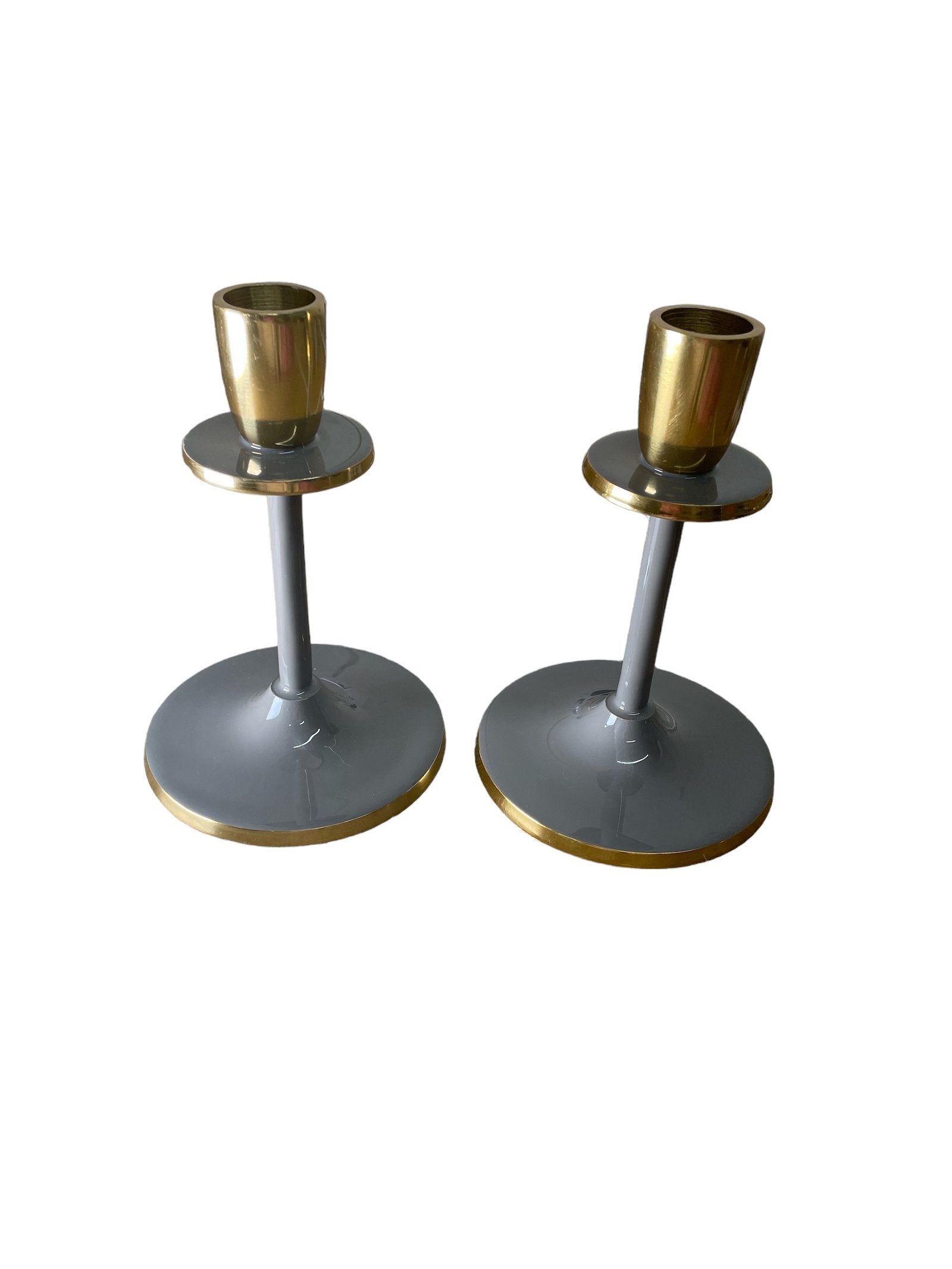 Eleanoras Glossy Grey Irina Candlestick, 15cm CANDLE HOLDERS