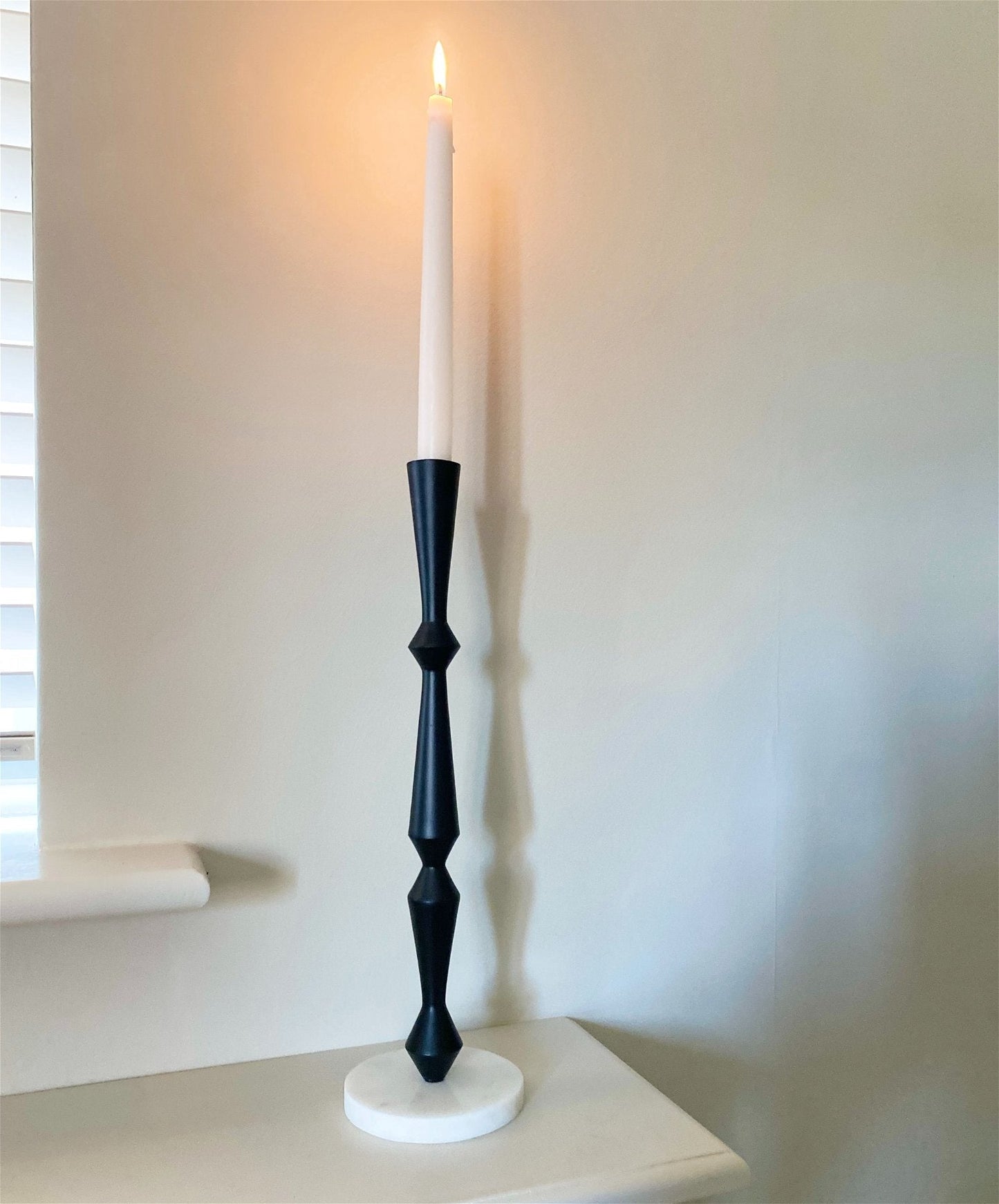 Eleanoras Black and Marble Effect Candlestick 