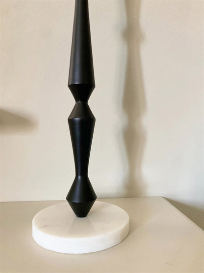 Eleanoras Black and Marble Effect Candlestick 