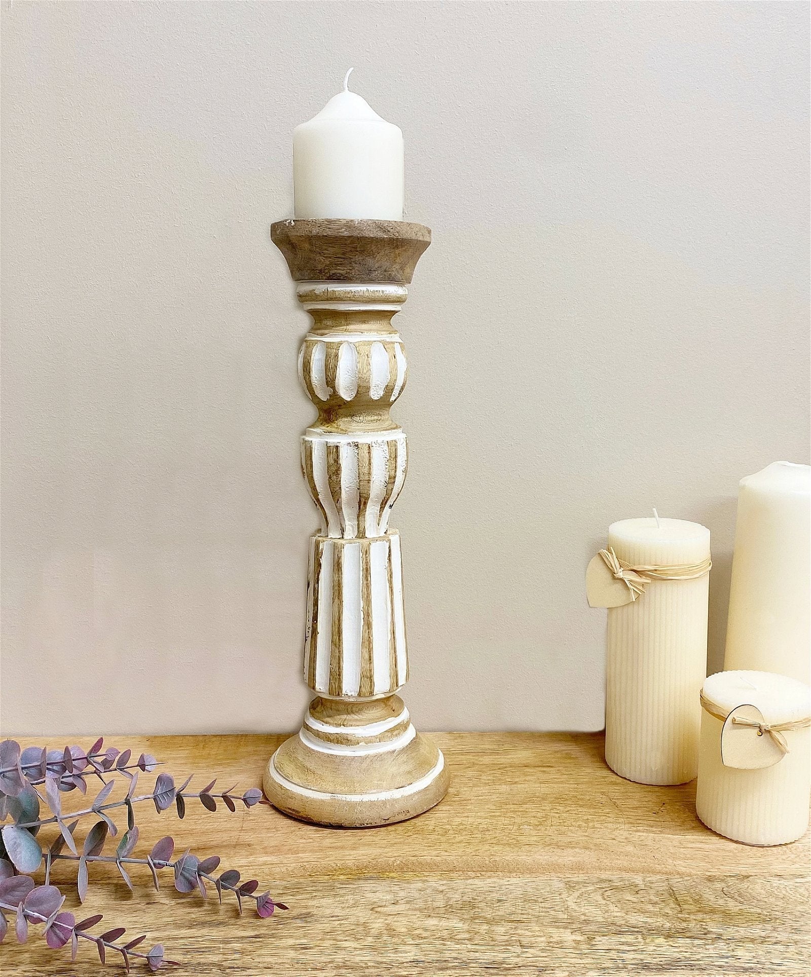 Eleanoras Wooden Candle Stick 38cm 