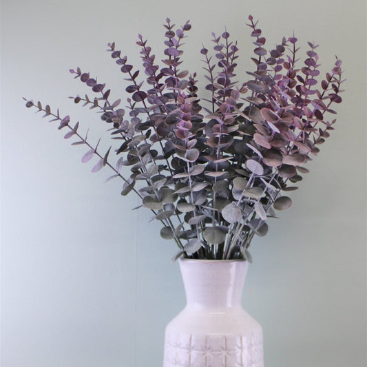 Eleanoras BLUE & BLUSH COLOURED SINGLE SPRAY OF EUCALYPTUS LEAVES Artificial Stems