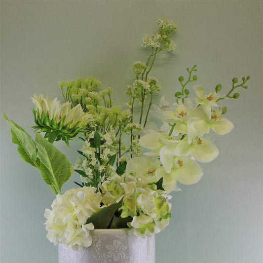 Eleanoras Single Hydrangea Spray, Cream Flower, 49cm Artificial Stems