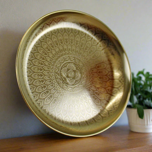 KASBAH DECORATIVE GOLD METAL TRAY