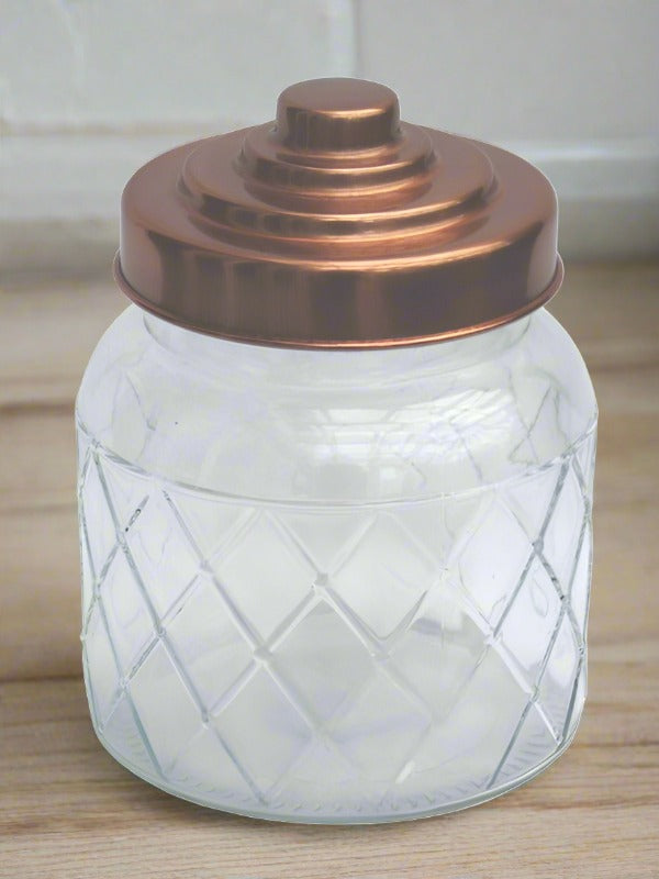 Eleanoras ROUND GLASS JAR WITH COPPER LID Storage Jars