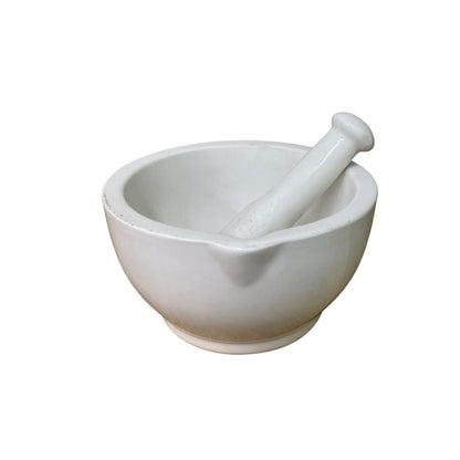 STONEWARE PESTLE & MORTAR IN WHITE