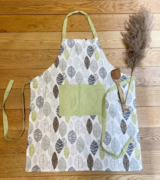 GREEN LEAF PRINT KITCHEN APRON