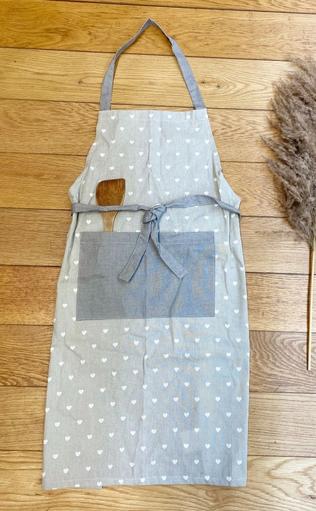 GREY HEART KITCHEN APRON