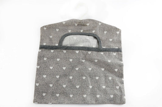 GREY HEARTS COTTON PEG BAG