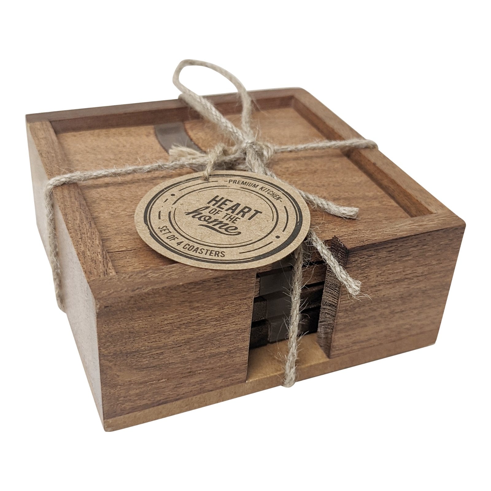 Eleanoras Wooden Wave Design Coasters In A Wooden Holder 