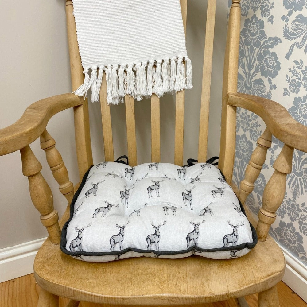 Eleanoras GREY STAG PADDED SEAT PAD CUSHIONS & PILLOWS