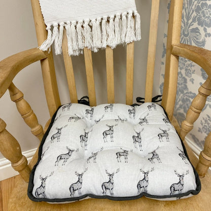 Eleanoras GREY STAG PADDED SEAT PAD CUSHIONS & PILLOWS