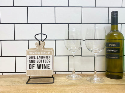 Eleanoras Set of Six Wine Slogan Coasters On Metal Stand PLACEMATS & COASTERS