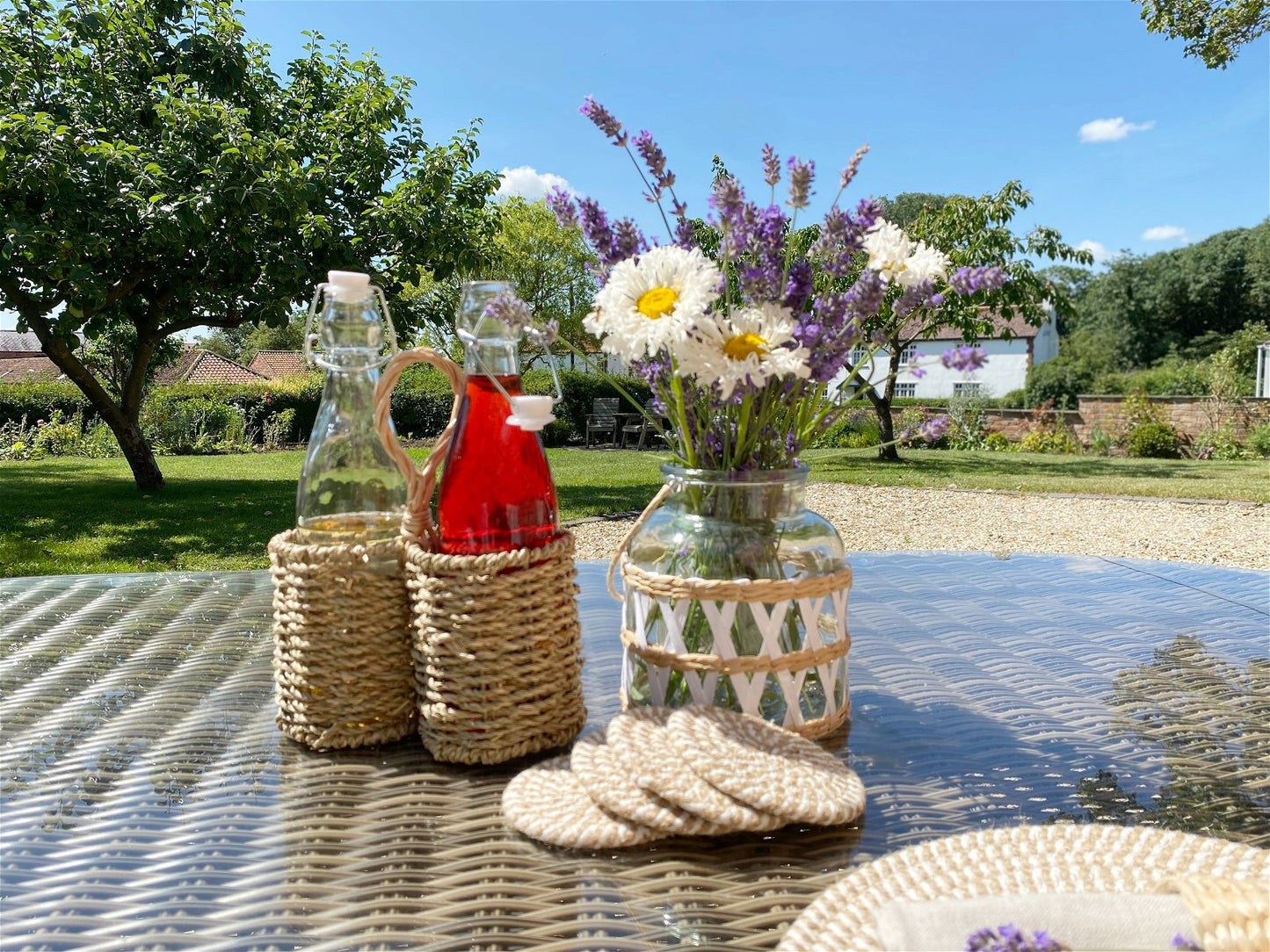 Eleanoras Set of Four Stripey Woven Coasters 