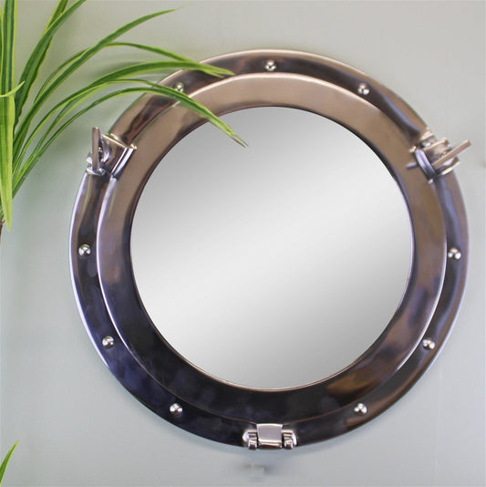 Eleanoras Silver Metal Port Hole Mirror, 40cm 