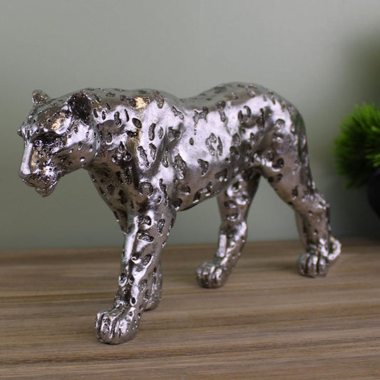 Silver Leopard Ornament Small