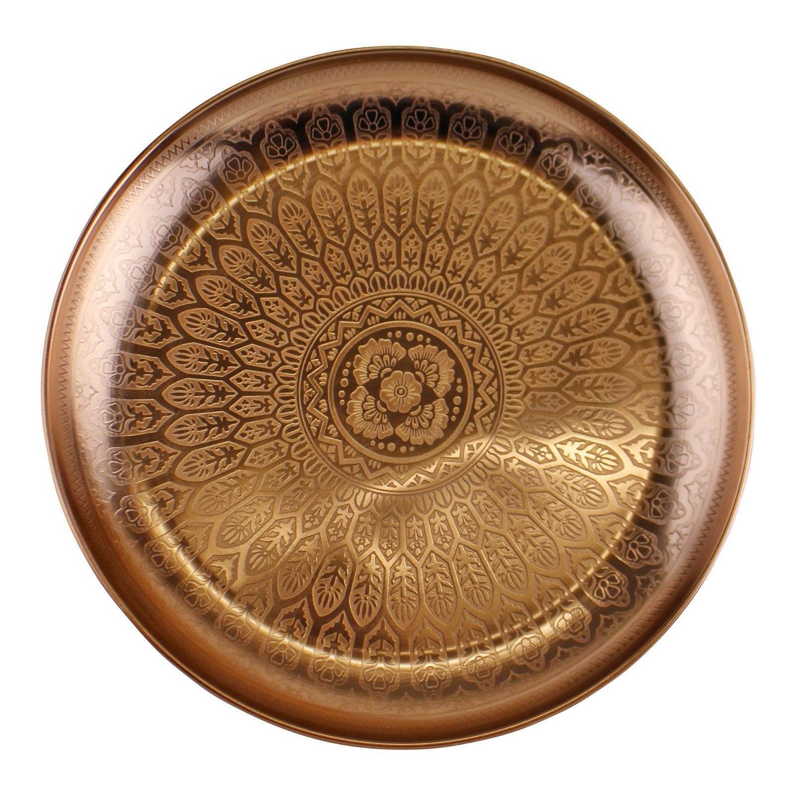 Decorative Copper Metal Tray With Etched Design  from Eleanoras