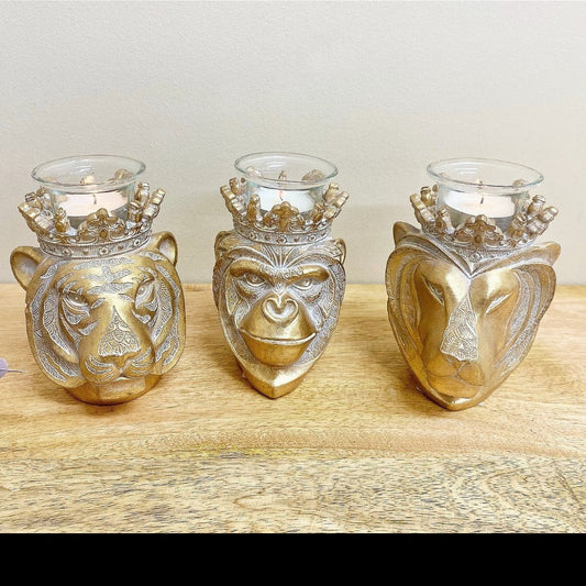 Eleanoras Set of 3 13cm Animal Head Candle Holder CANDLE HOLDERS