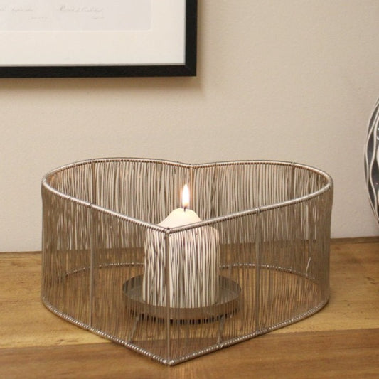 Eleanoras Silver Heart Candle Holder 