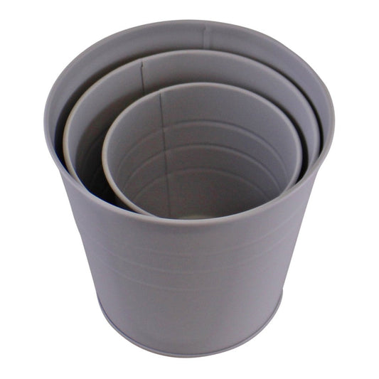 Grey Set of 3 Round Metal Planters Planters from Eleanoras