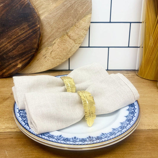 Eleanoras Set of Four Gold Leaf Napkin Rings Napkins & Napkin Rings