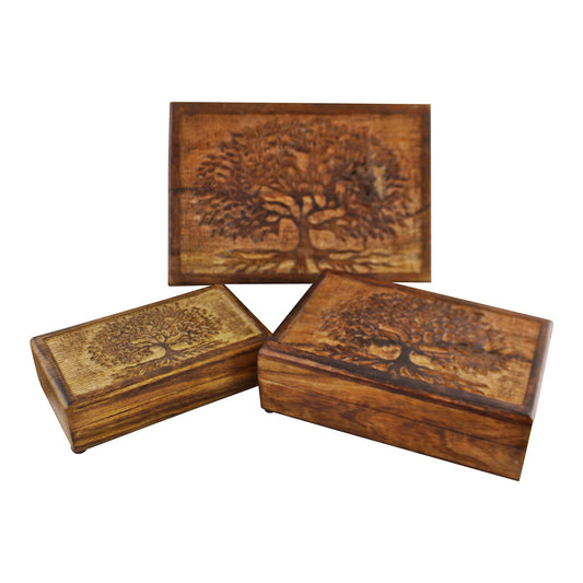 Eleanoras Set Of 3 Tree Of Life Wooden Boxes BOXES & CHESTS