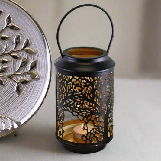 Eleanoras TREE OF LIFE SMALL BLACK CANDLE LANTERN 