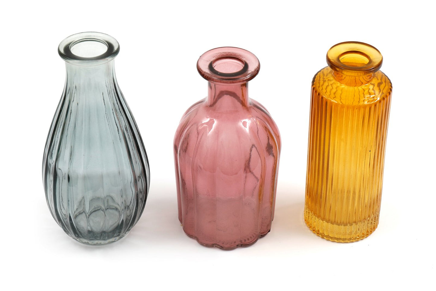 SET OF THREE COLOUR VASES