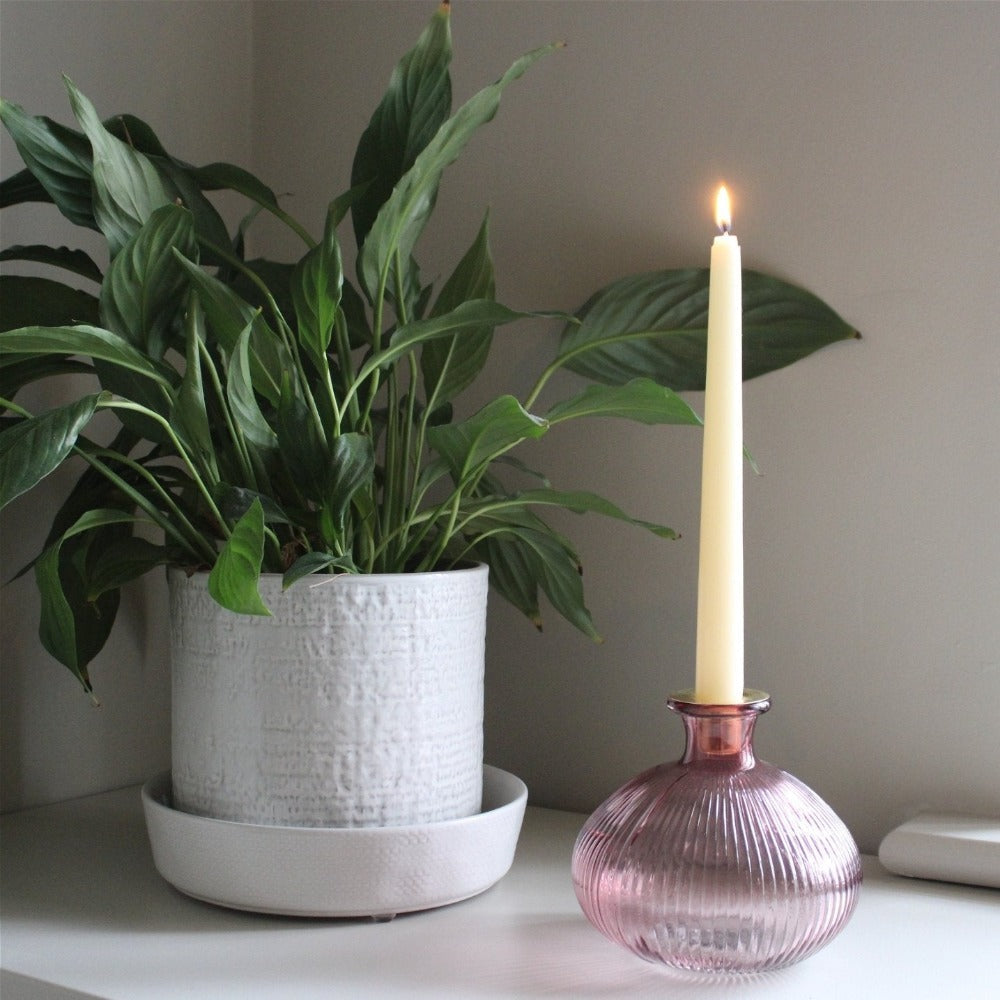 PINK GLASS CANDLE HOLDER