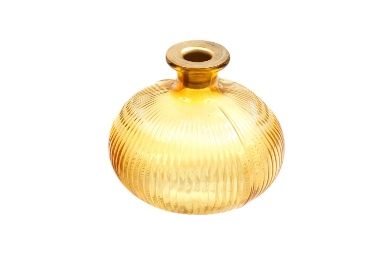 Eleanoras YELLOW RIBBED GLASS CANDLE HOLDER CANDLE HOLDERS