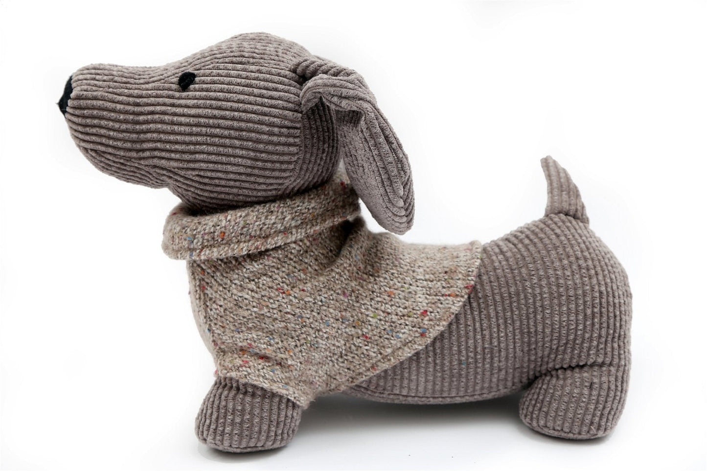 GREY DOG WITH JUMPER DOORSTOP