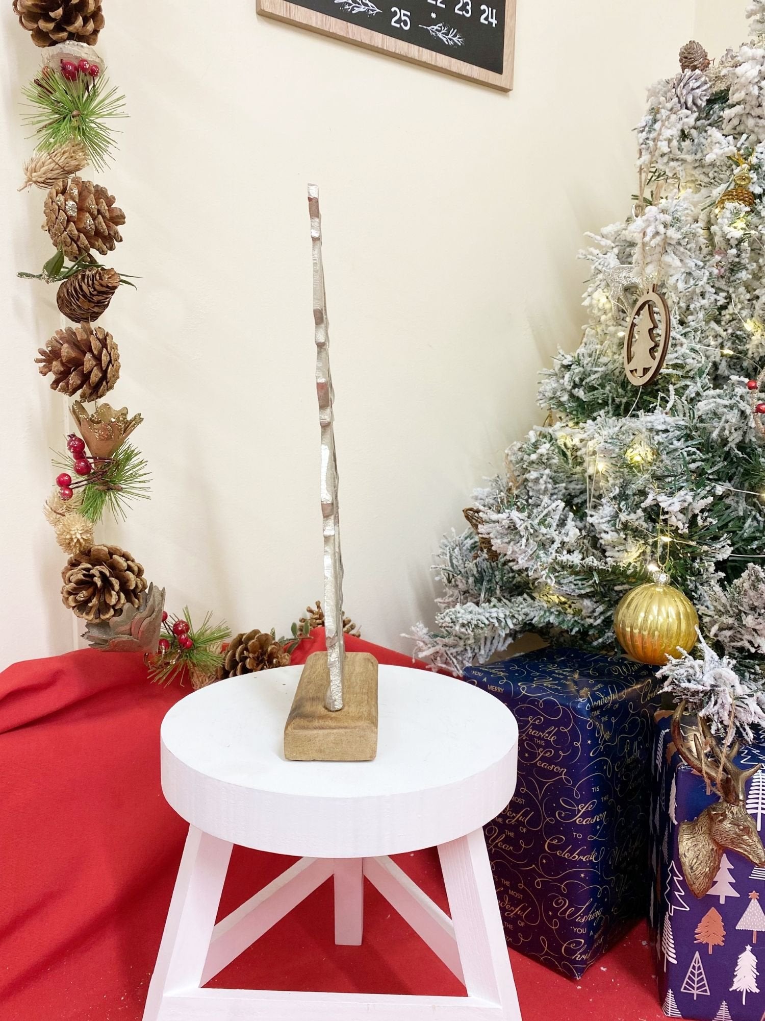 Silver Christmas Tree & Stars On Wooden Base  from Eleanoras
